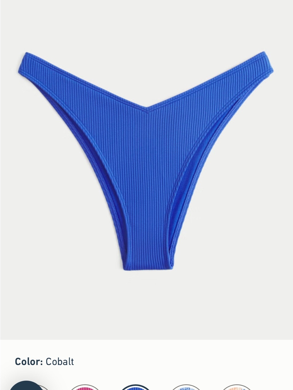 Hollister Cobalt Ribbed V-Front Bikini Bottom